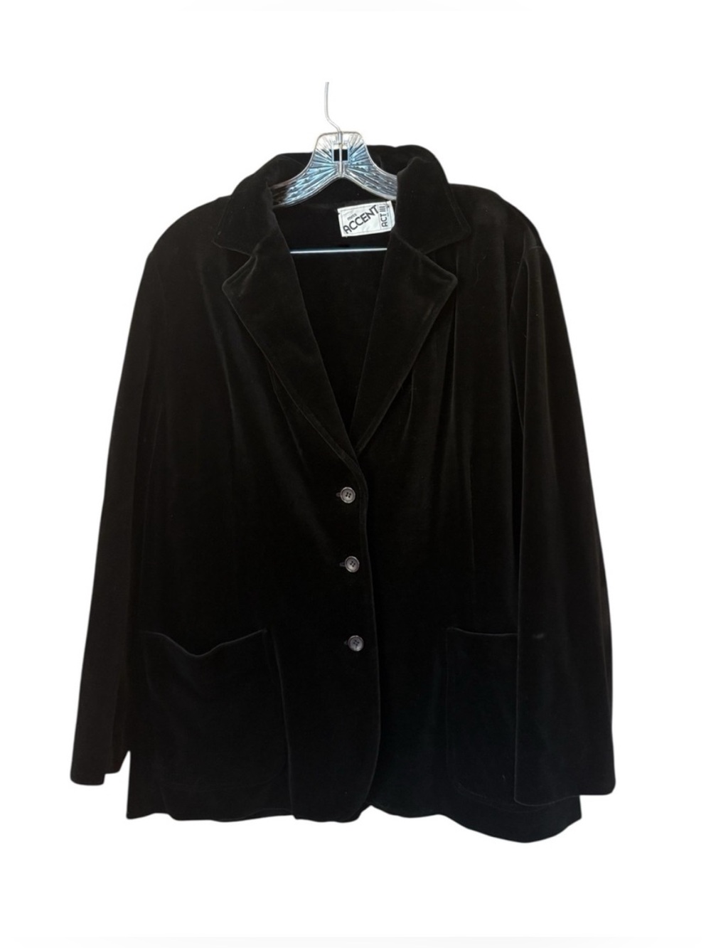 Vintage 90s Black Velvet Blazer Oversized Dark Academia Goth L XL